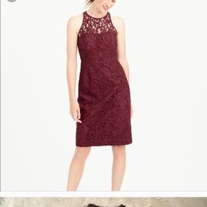 JCrew burgundy lace dress